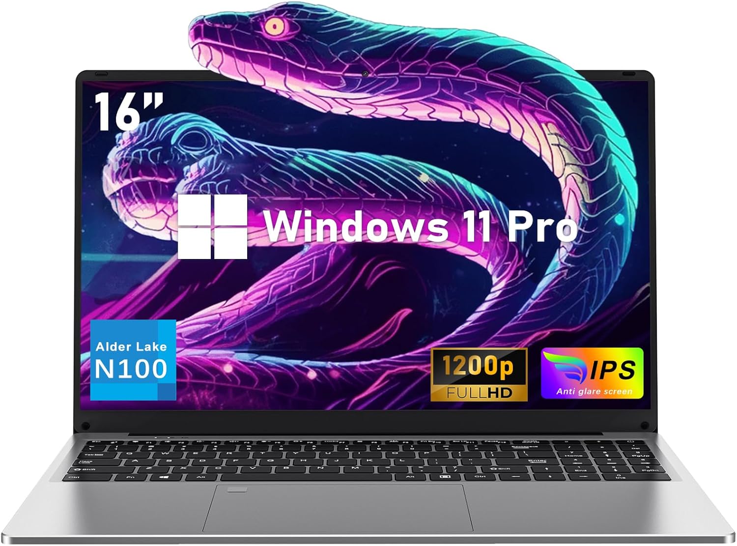 16 Inch Laptop Computer | Gaming Laptop | 16GB RAM 512GB SSD | N100 Processor | FHD 1920 * 1200 | 180 Angle Open | Backlit Keyboard | Windows 11 Pro | Fingerprint Unlock | UHD Graphics 750 MHz