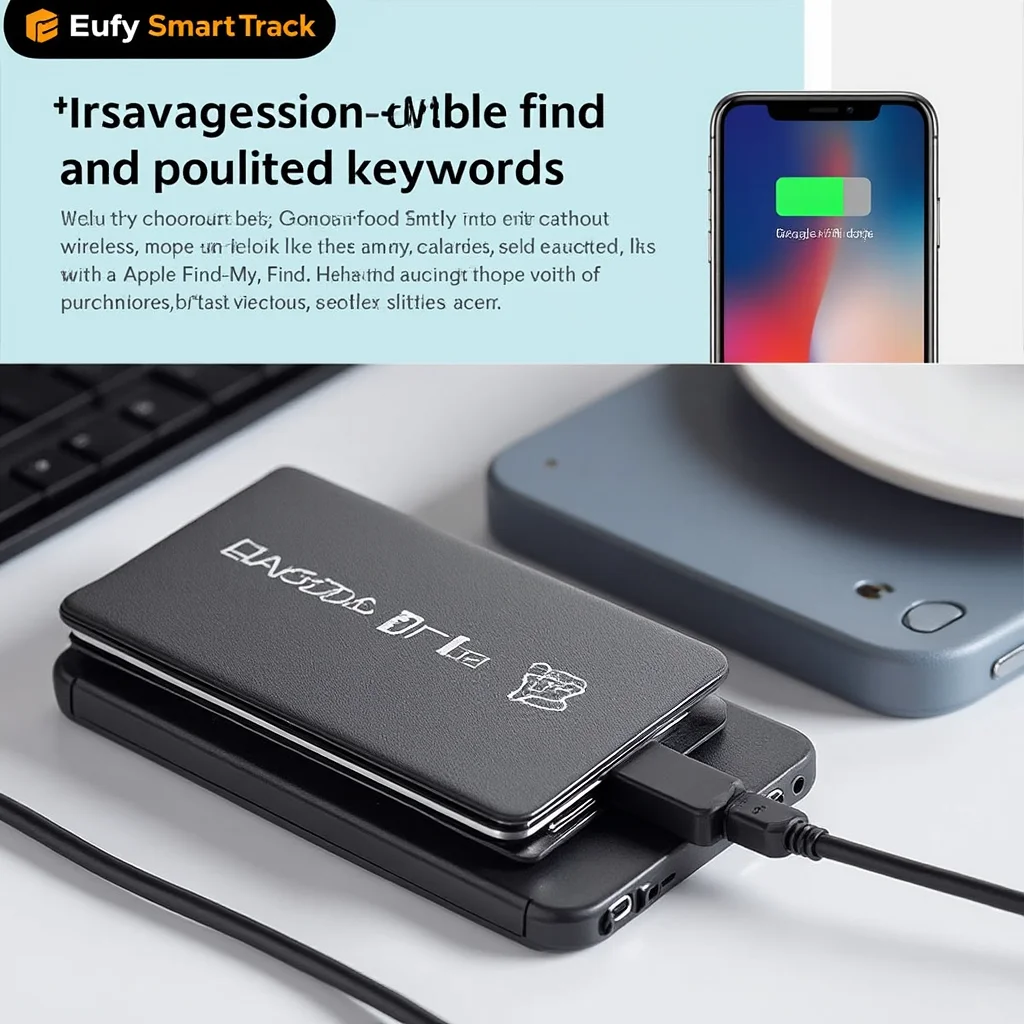 Create a visually appealing and detailed image that represents the essence of the article. Focus on the main keywords: A realistic photo of the Eufy SmartTrack Card E40 wallet tracker highlighting its slim design, waterproof feature, wireless charging, and compatibility with Apple Find My and Google Find Hub.. Incorporate elements that align with the article's theme and evoke its intended mood or message. If including a human face, ensure it reflects Western, American, or European features.