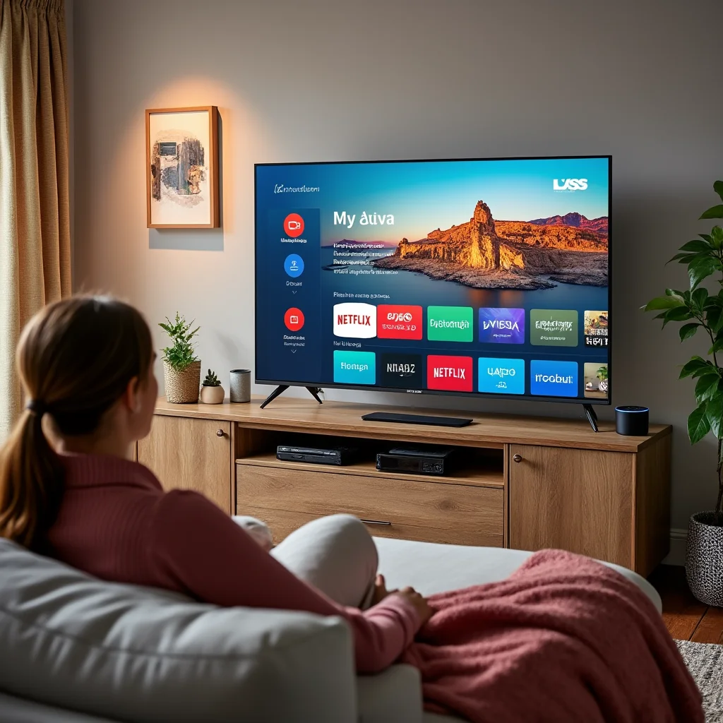 Create a visually appealing and detailed image that represents the essence of the article. Focus on the main keywords: A realistic photo of an Insignia 32-inch Fire TV F20 Series smart TV with Alexa Voice Remote, displayed in a small bedroom setting showcasing affordable 720p HD television.. Incorporate elements that align with the article's theme and evoke its intended mood or message. If including a human face, ensure it reflects Western, American, or European features.