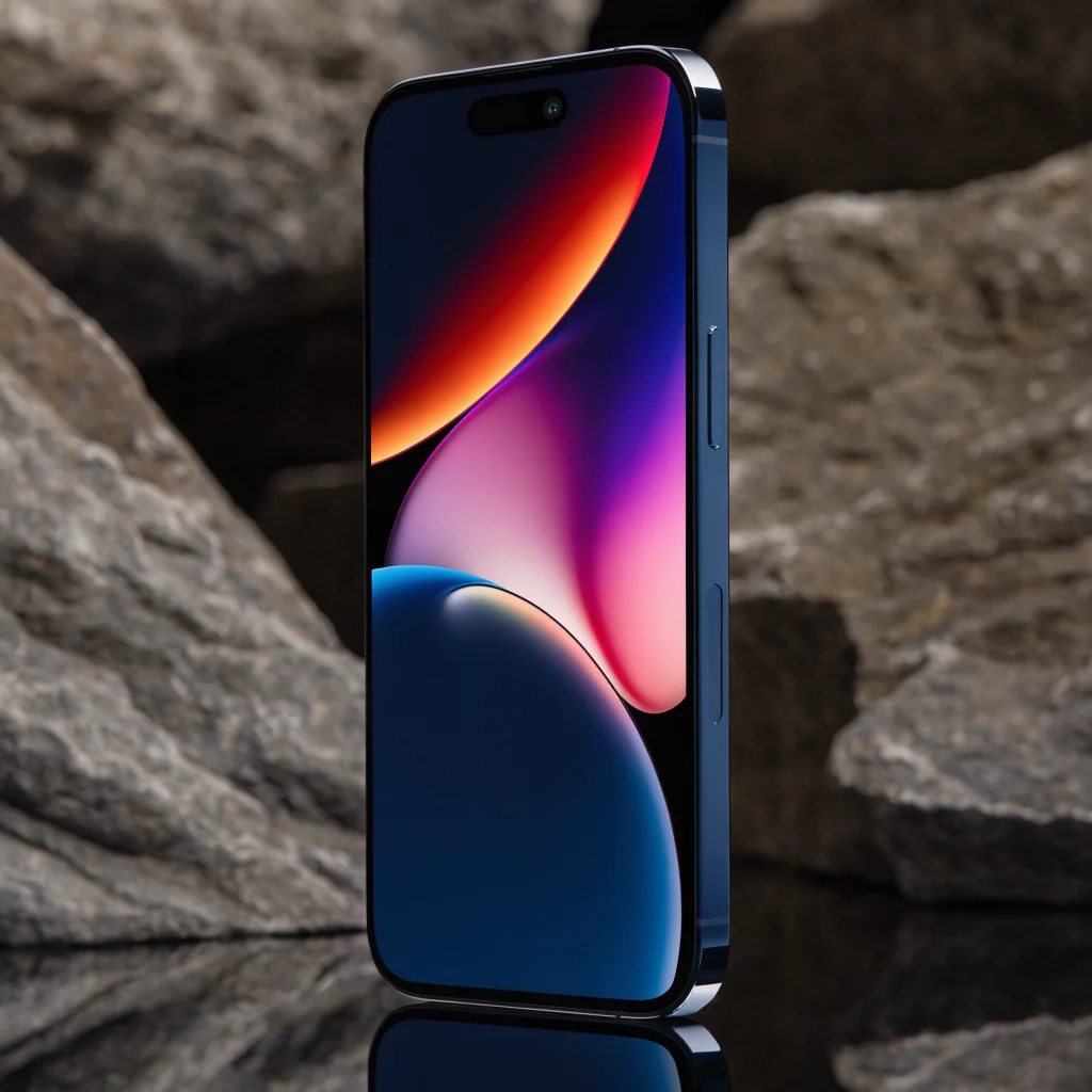 Close-up photo of the iPhone 20 Pro showcasing its new high-resolution curved-edge display.