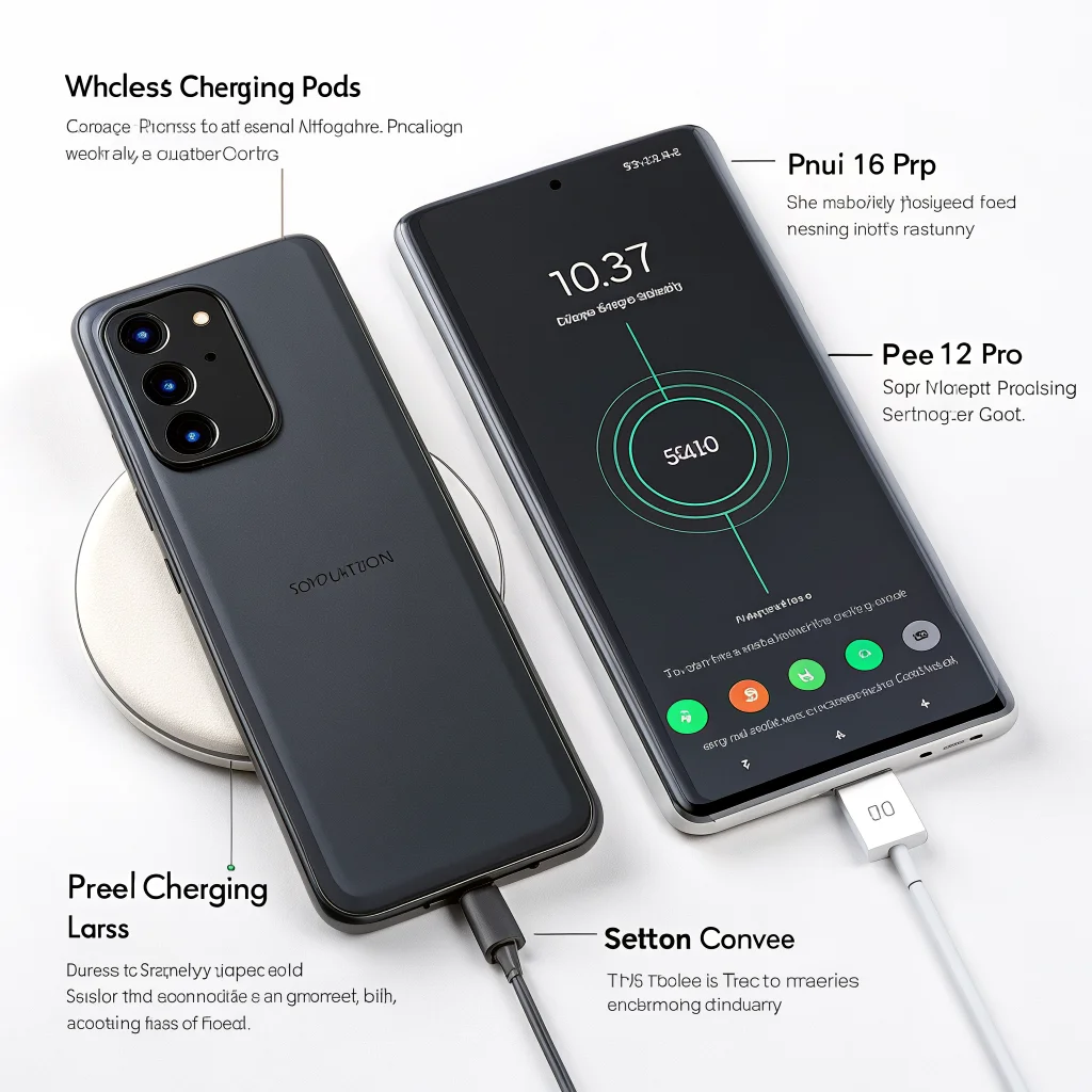 A detailed photo of Samsung Galaxy S26 Ultra next to Pixel 10 Pro, showcasing wireless charging, magnetic cases, battery, and RAM comparisons in a tech review setting.