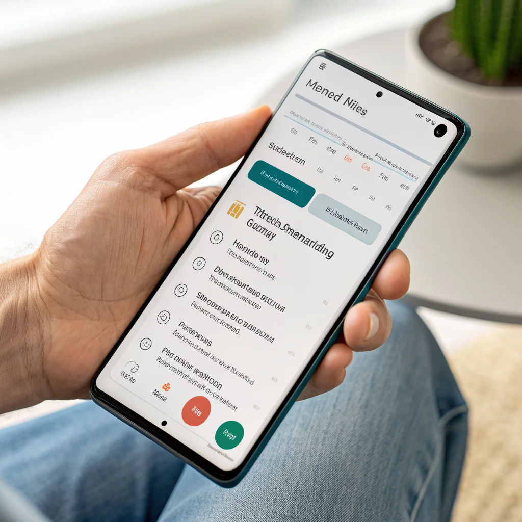 A person using the RoutineFlow Android app on a OnePlus 9 Pro to manage morning tasks and boost productivity, with ADHD-friendly reminders visible on screen.
