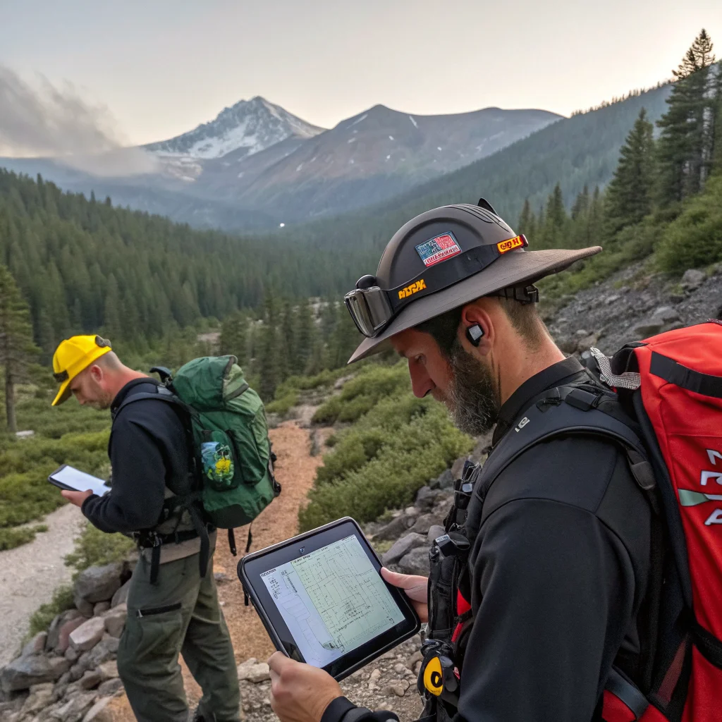 A rescue team using the Google Gemini app to navigate Mount Shasta trails during a hiker search near Roseville, California.