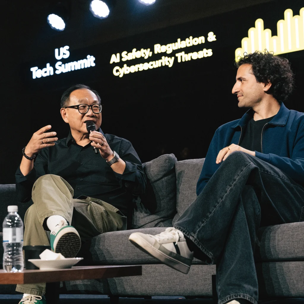 Nvidia CEO Jensen Huang and Anthropic CEO Dario Amodei discuss AI safety, regulation, and cybersecurity threats during a US technology conference.