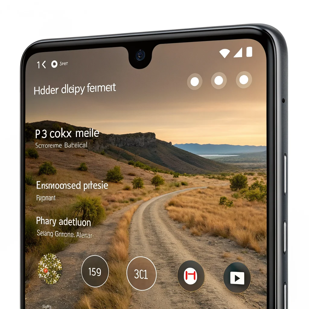 A Google Pixel 9 Pro XL camera interface showcasing hidden settings, Display P3 color format, RAW mode, and enhanced photo saturation on a smartphone screen.