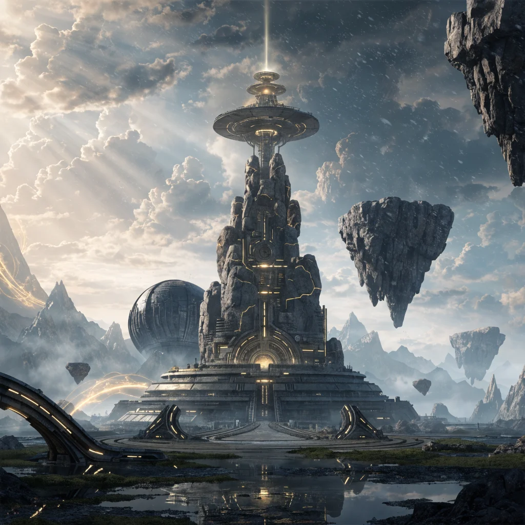 A detailed futuristic landscape from Endless Legend 2 showcasing ancient technology and sci-fi elements in a 4X strategy game visual design.