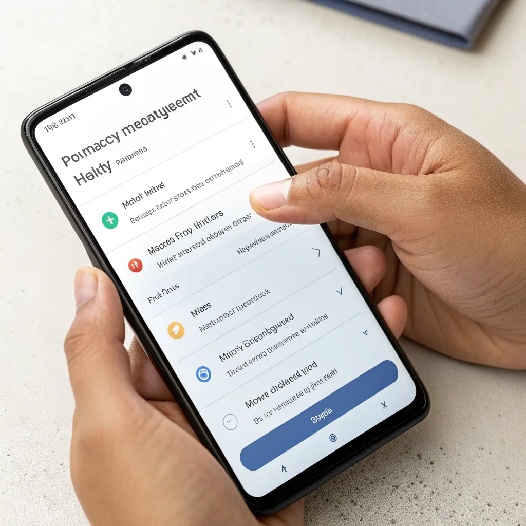 A person adjusting privacy settings on an Android phone, showing permission management and theft protection features on a Google Pixel device.