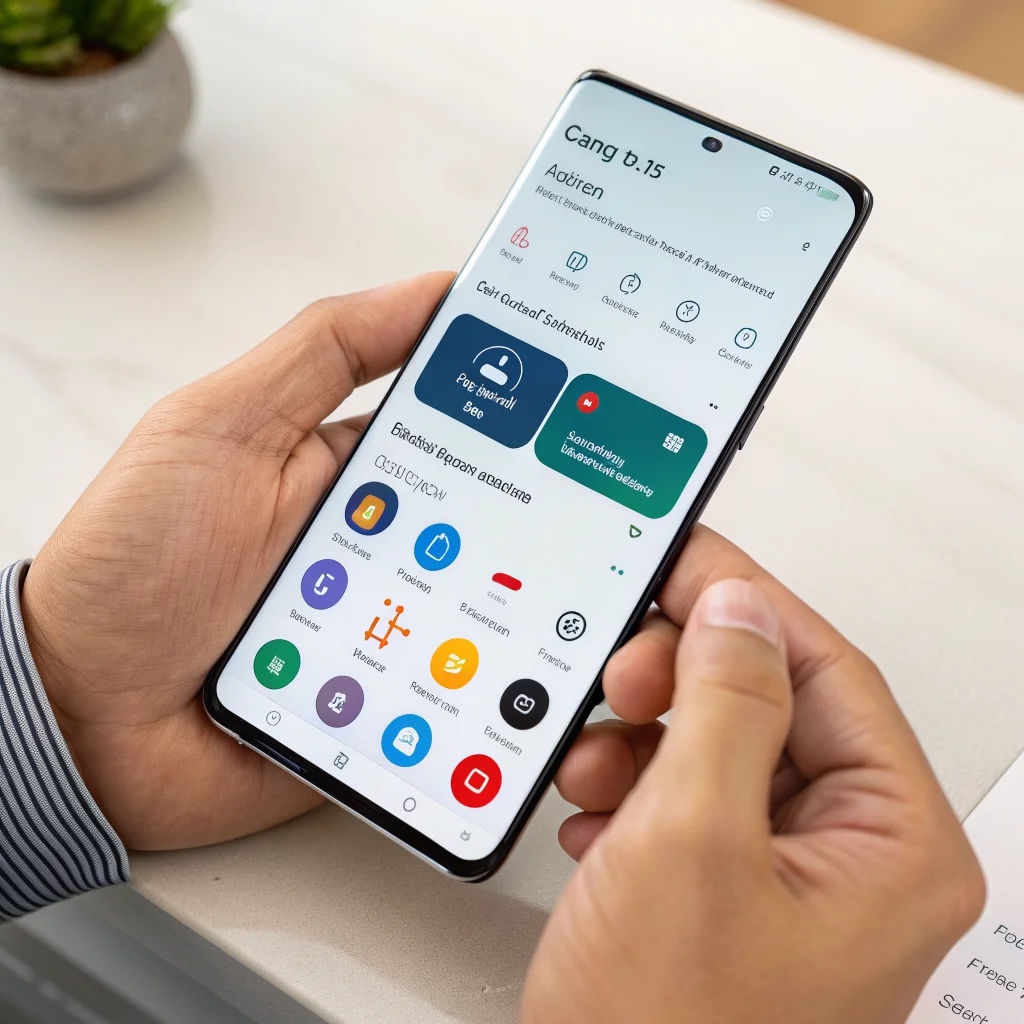 A Samsung Galaxy S25+ user customizing Edge Panels and organizing the home screen using One UI features and Good Lock Home Up for multitasking efficiency.