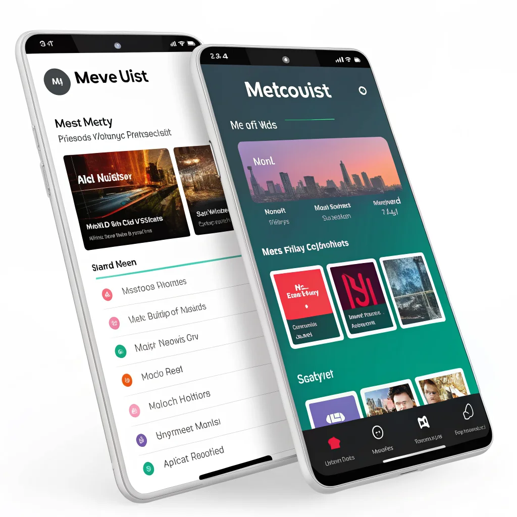 A realistic photo of the Metrolist music app interface showcasing a clean Material You design with a customized music library and streamlined playlist management.