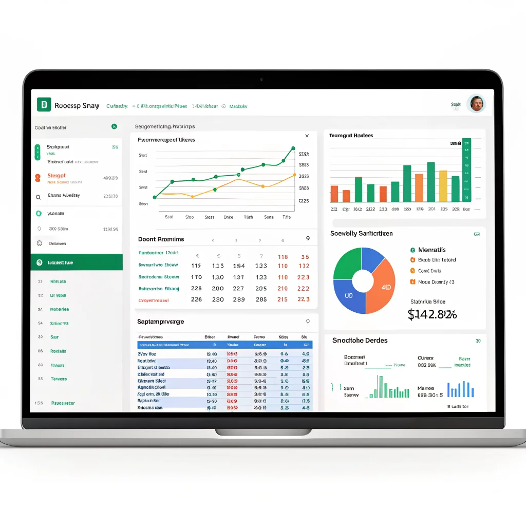 A realistic photo of a computer screen showing a Google Sheets budget dashboard integrated with Gemini expense tracking for household finance management.