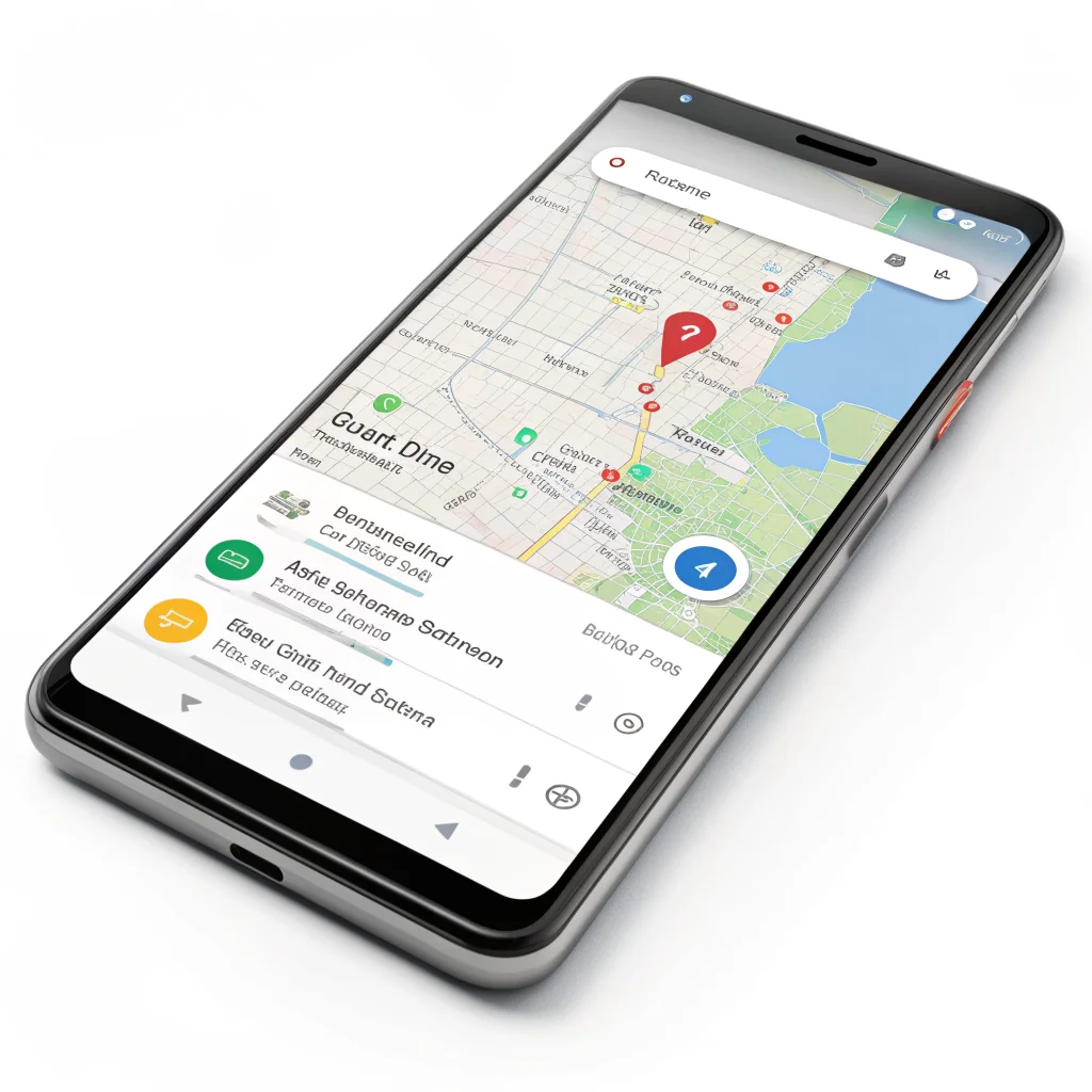A realistic photo of an Android Pixel phone displaying Google Maps with a Tasker automation profile showing GPS data and Plus Codes integration.