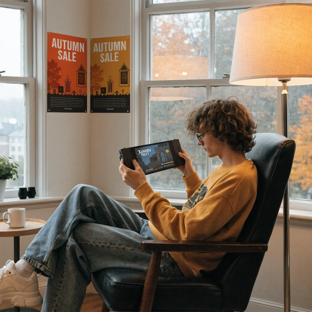 A PC gamer playing the English 2016 re-release of Xanadu Next, an action RPG influenced by Diablo and metroidvania, on a Steam Deck during the Autumn sale.