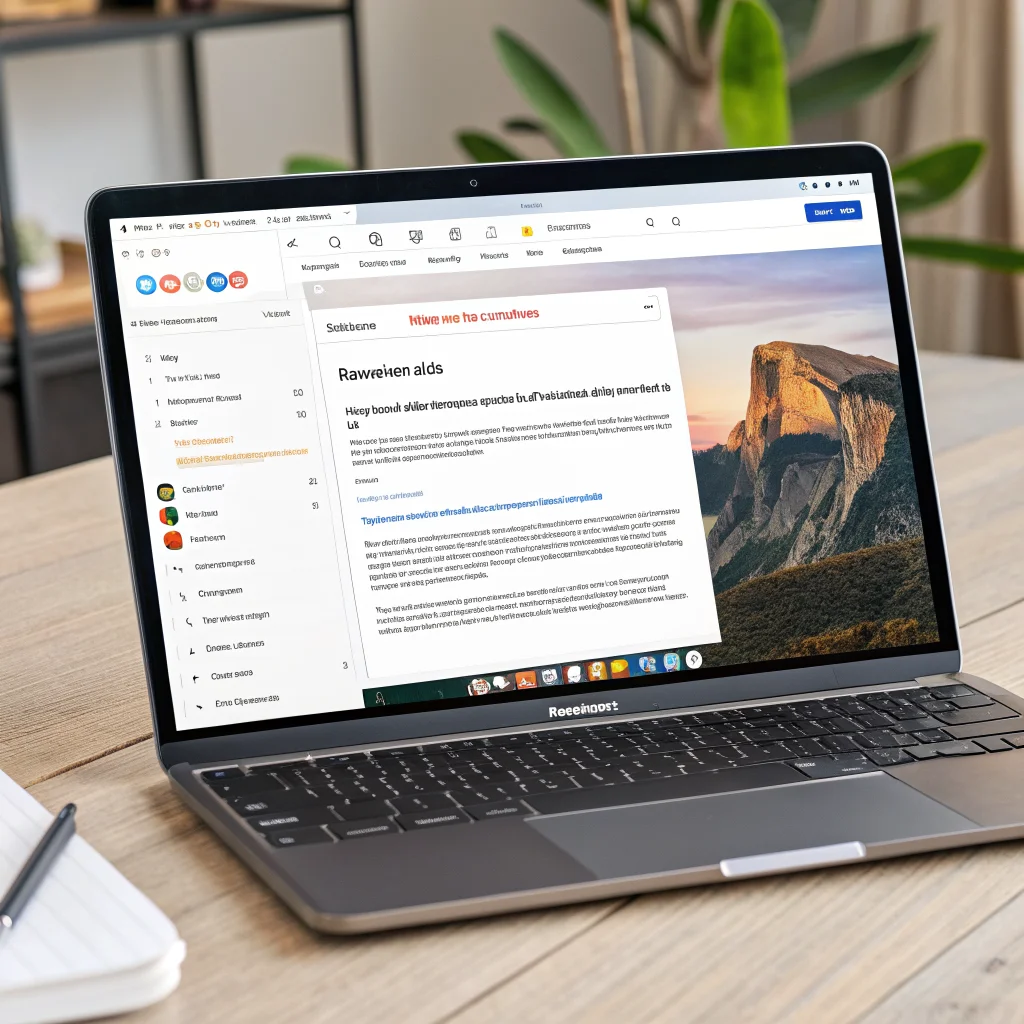 A realistic photo of a laptop screen displaying Google Docs editing a Markdown file without conversion, highlighting collaboration features and Google Workspace branding.