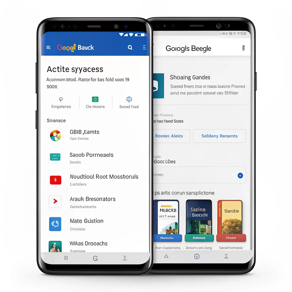 A Samsung Galaxy phone displaying Googlebooks with One UI 9.0 interface showing seamless cross-device syncing using a Google account.