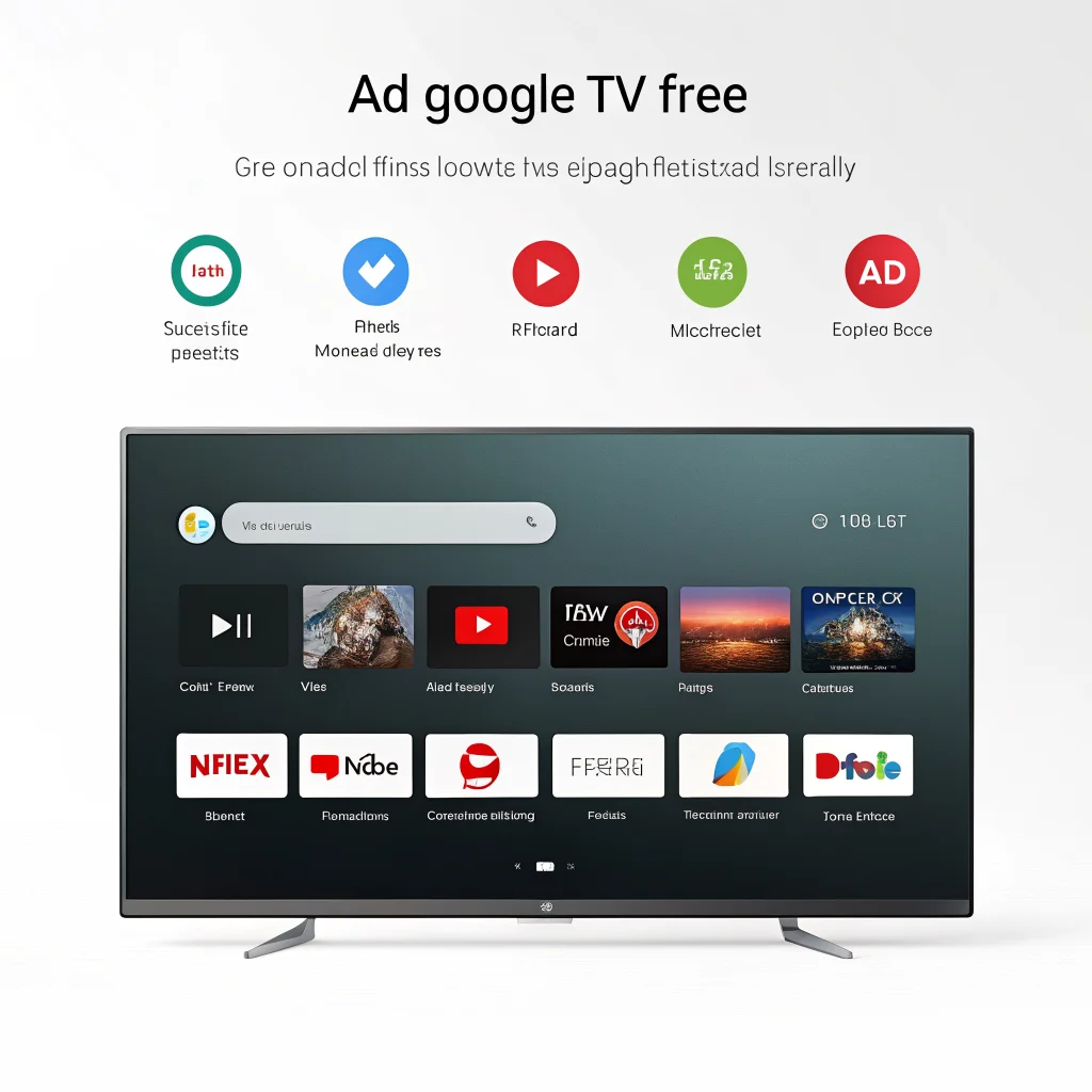 A minimalist, ad-free third-party Google TV launcher displaying an Android TV home screen with accessible apps and smooth performance.