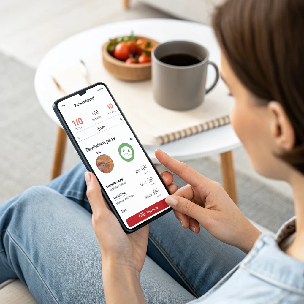 A realistic photo of a person using the Focus Friend Android app on a smartphone, applying the Pomodoro technique for digital wellness and improved concentration.