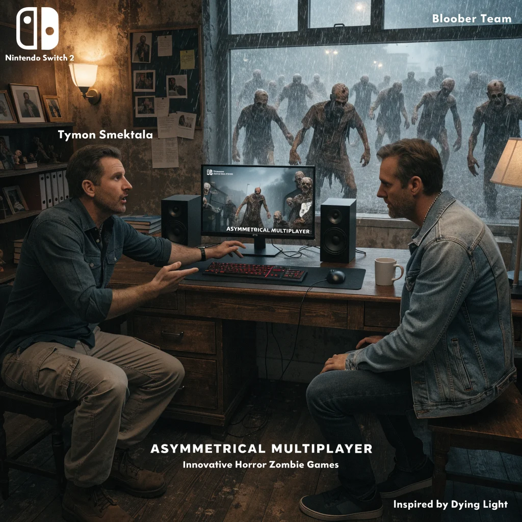 Tymon Smektala and Bloober Team developers collaborating on innovative horror zombie games for Nintendo Switch 2, featuring asymmetrical multiplayer and inspired by Dying Light.