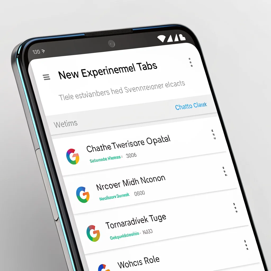 A smartphone screen displaying the new Chrome experimental vertical tabs feature in the latest 2026 Android browser update.